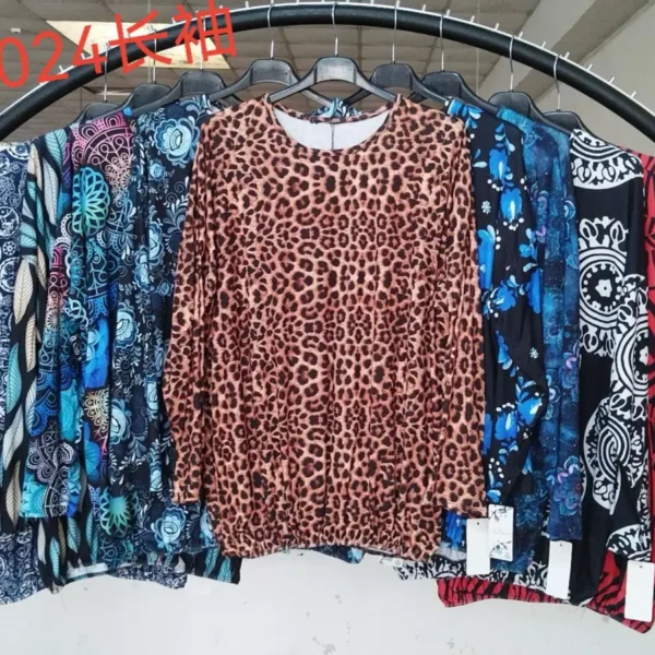 Bohemian Print Women's Tops Crew Neck T-Shirt 2404