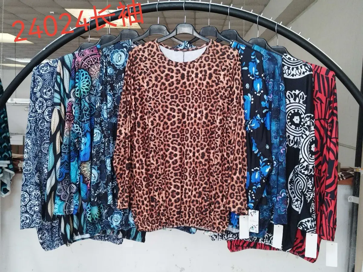 Bohemian Print Women's Tops Crew Neck T-Shirt 2404