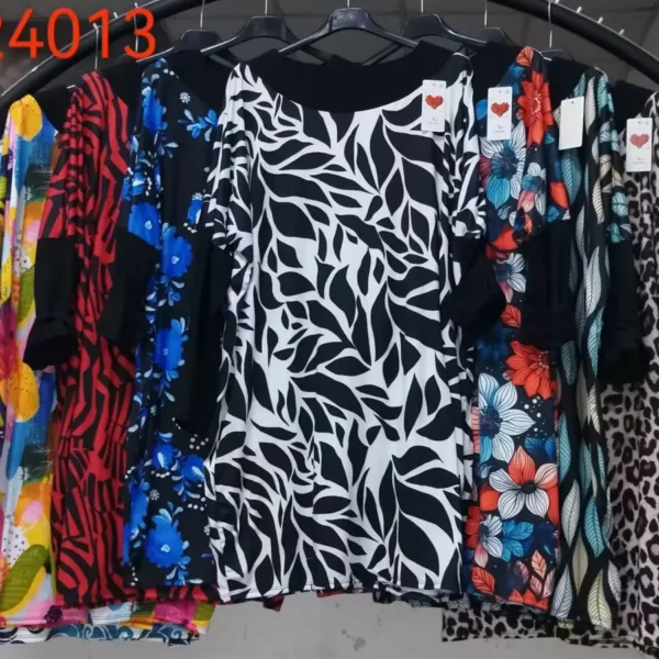 Bohemian Print Women's Tops Crew Neck T-Shirt E24013