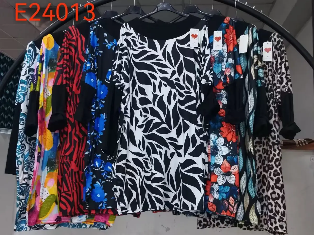 Bohemian Print Women's Tops Crew Neck T-Shirt E24013