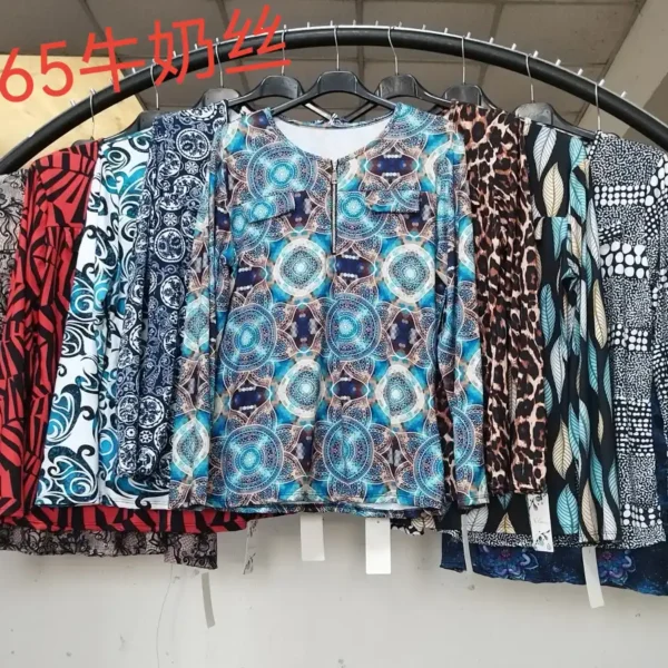 Bohemian Print Women's Tops Crew Neck T-Shirt F365