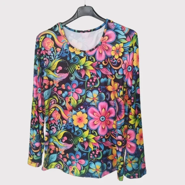 Bohemian Print Women's Tops Crew Neck T-Shirt F366