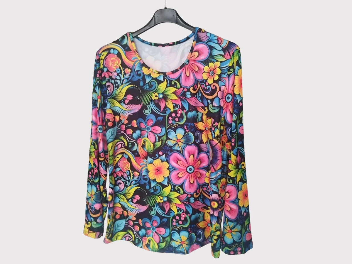 Bohemian Print Women's Tops Crew Neck T-Shirt F366 01