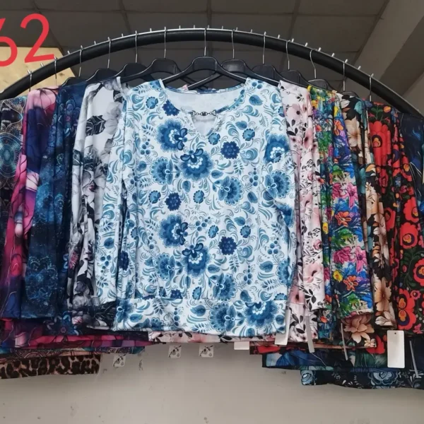 Bohemian Print Women's Tops Crew Neck T-Shirt F62