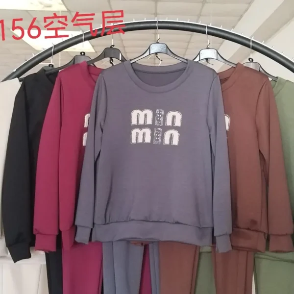 Mini crew neck knitted casual sportswear suit 20156