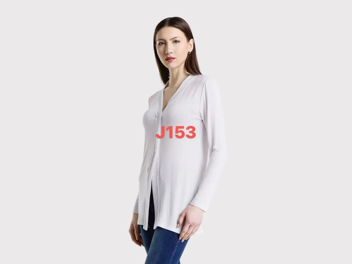 Women's White Concept Stretch Button Front Cardigan 153