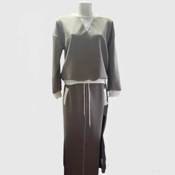 Women's casual sports style two-tone jacket and skirt set