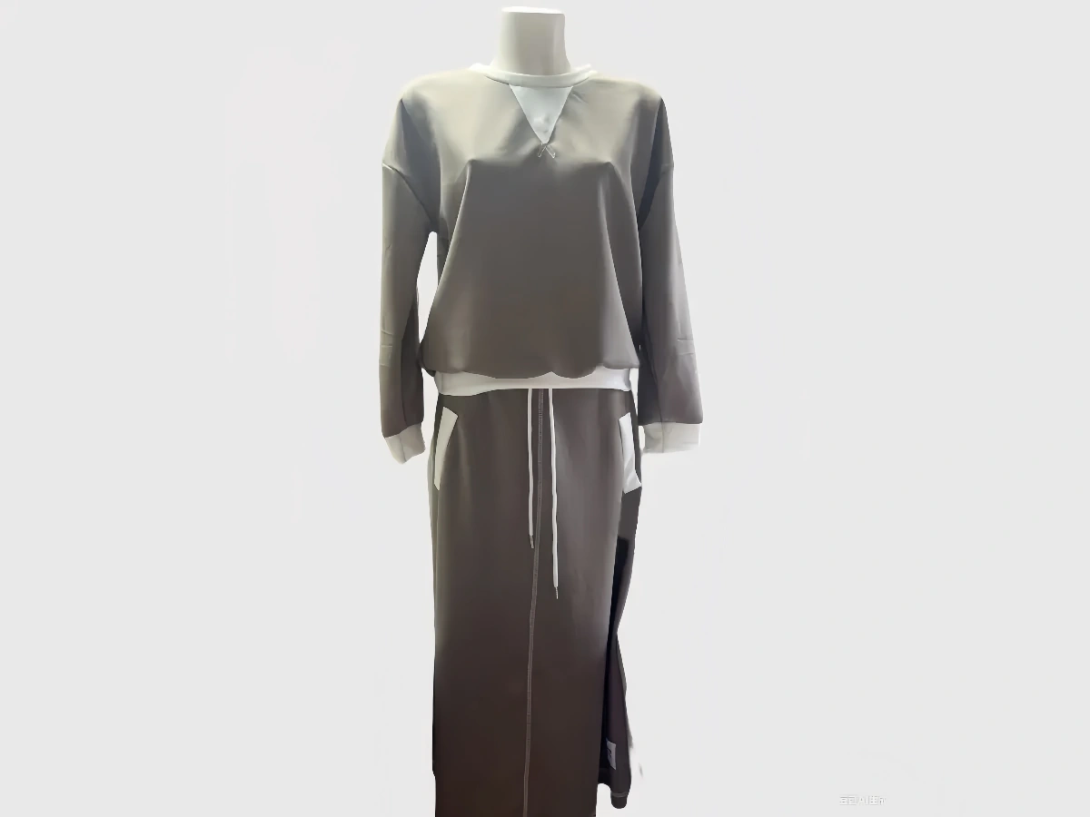 Women's casual sports style two-tone jacket and skirt set