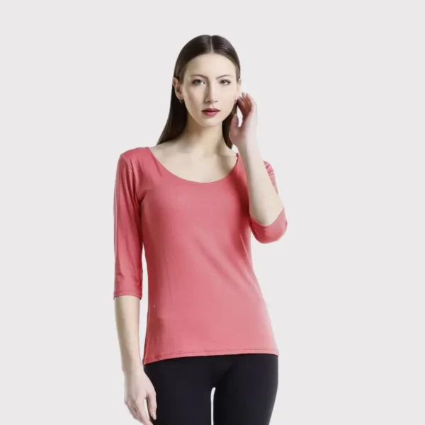 Women's coral pink crew neck top