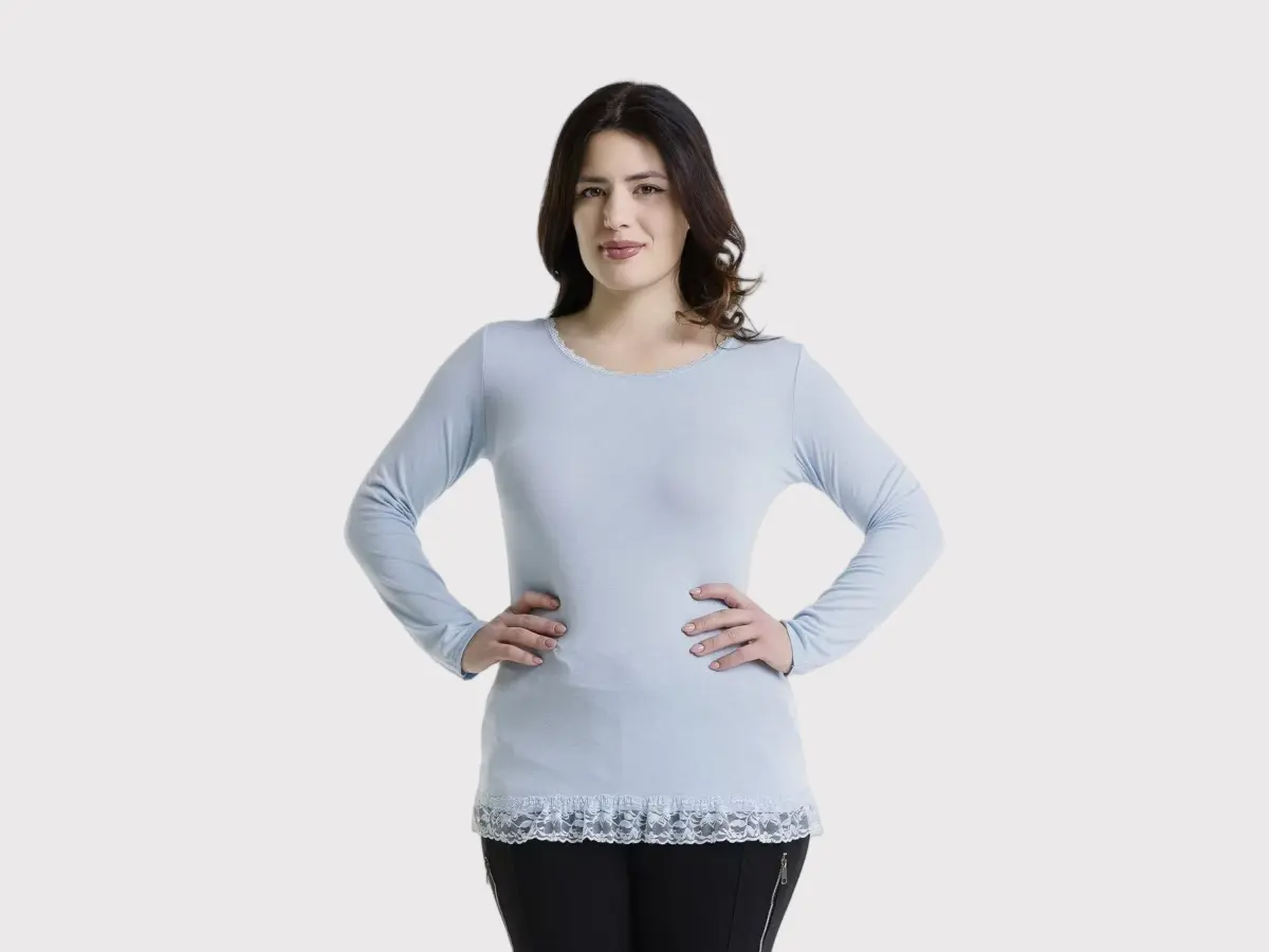 Women's merino woolsilk long sleeve pointelle top-01