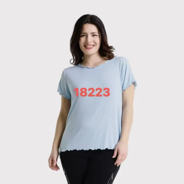 Women's round neck fungus-piped bottoming shirt 18223