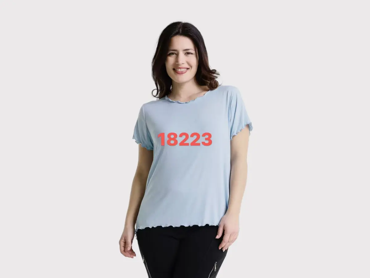 Women's round neck fungus-piped bottoming shirt 18223