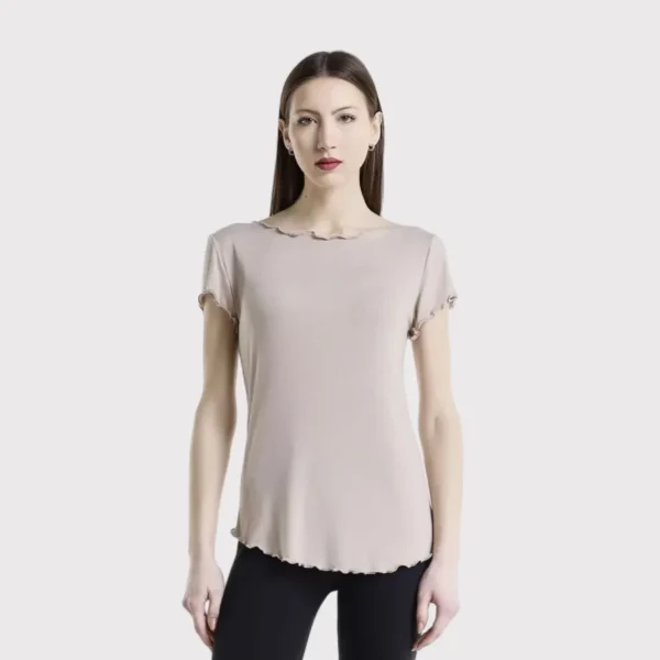 Women's round neck fungus-piped bottoming shirt