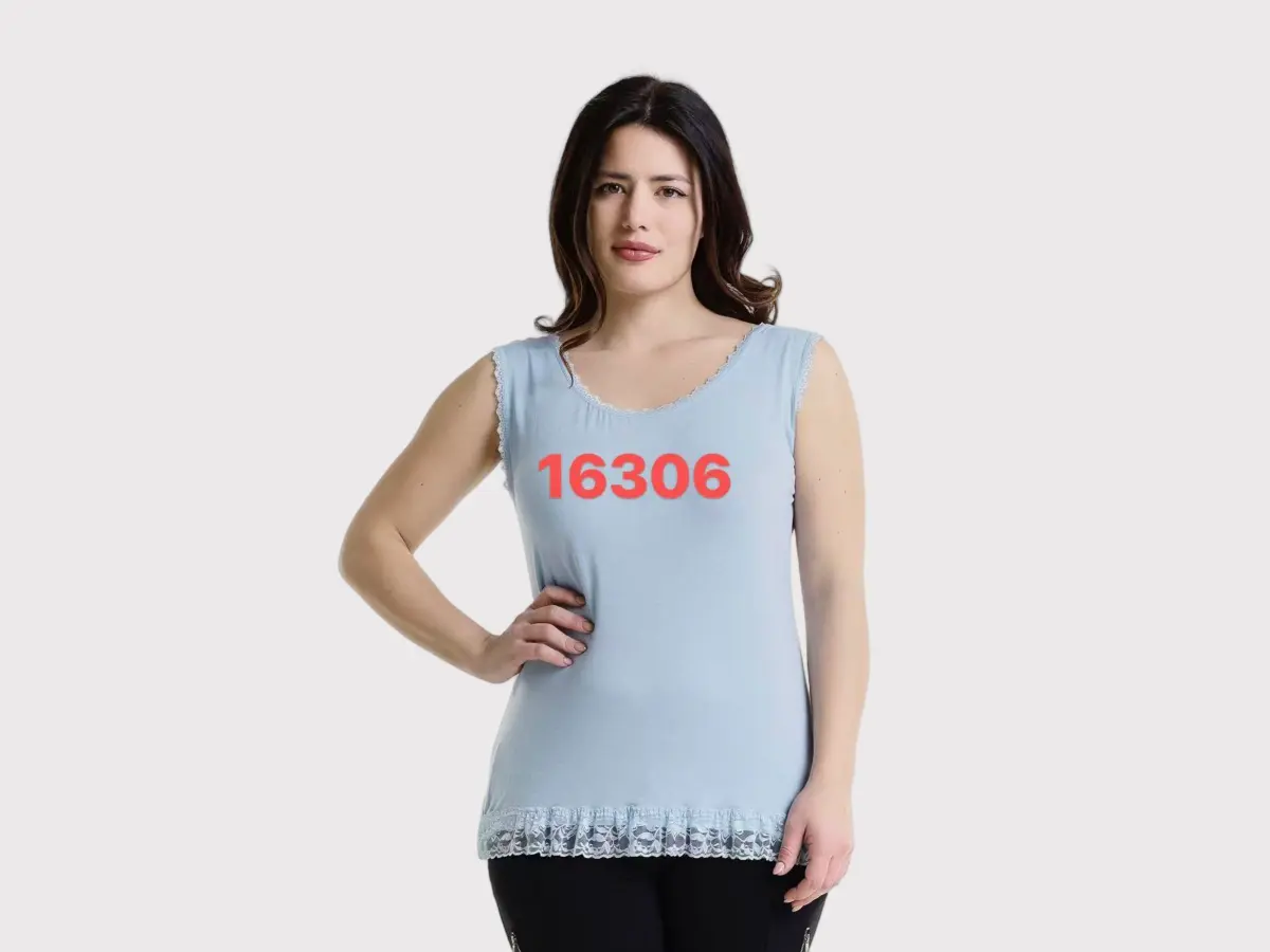 Women's sleeveless long lace hem vest-01